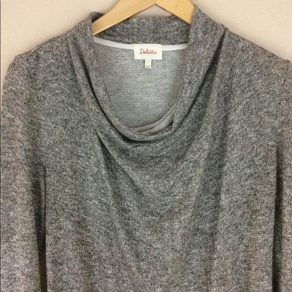 Deletta Drape Neck Grey Gold Shimmer Shirt S - Picture 4 of 4